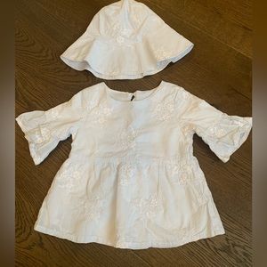 Janie and Jack, girls shirt and matching hat, size 4 to 5.